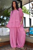 Tasha Damask Cap Sleeve Button Top Indian Pink